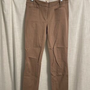 Khaki Straight-Leg Office Pants